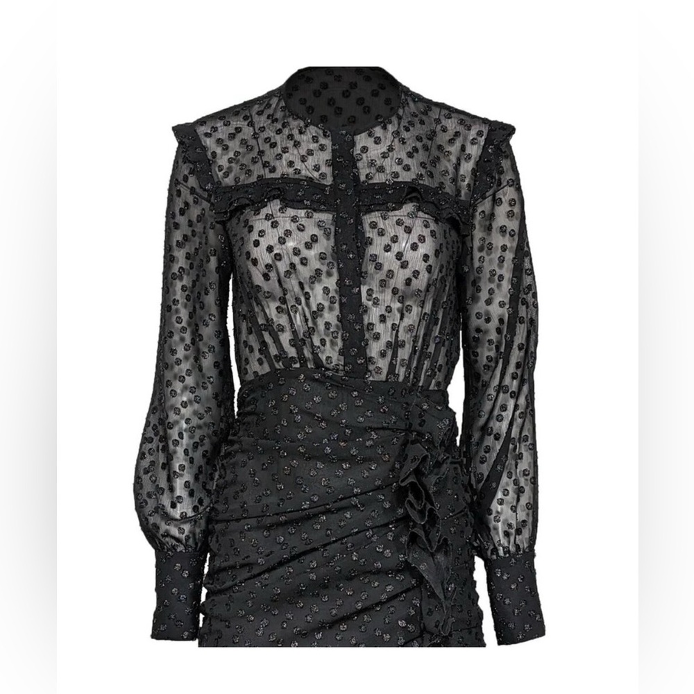 Elegant Isabel Marant Black Sheer Polka Dot Dress